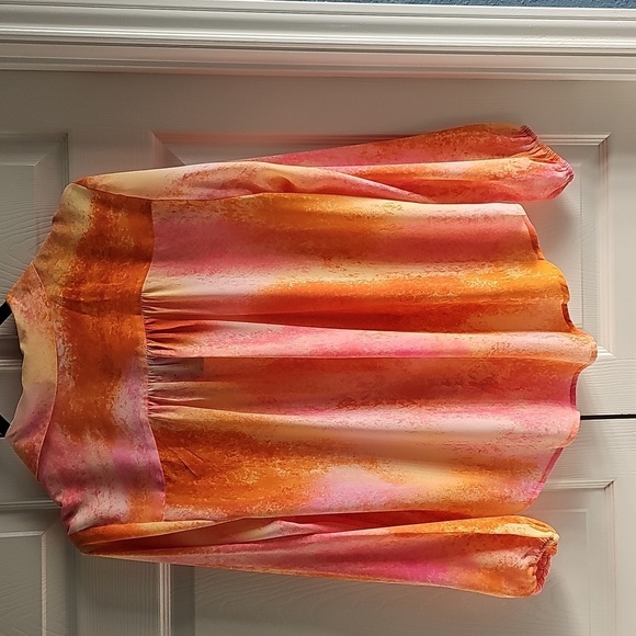 NWT JM Collection Petite Dye Dreams Tie-Front Blouse PXL Tangerine - Picture 12 of 15